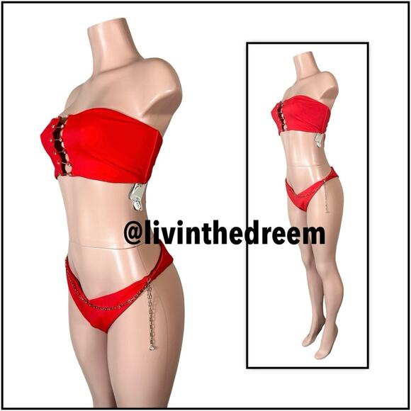 Noelani Bandeau Top XL Serena Skimpy Bottom XL  - Red $320 - Picture 3 of 14